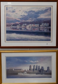 Two Large J. Wayne Bystrom (American 20th Century) Framed Pieces