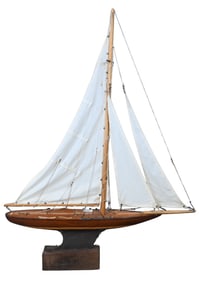 Vintage Wood Pond Sailboat Model