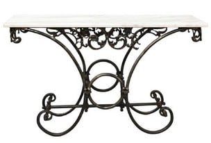 Iron and Marble Top Side Table