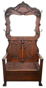 Victorian Oak Carved Hall Tree