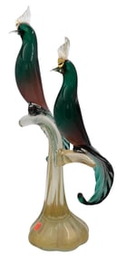 Pair of Murano Art Glass Birds of Paradise