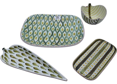 Four Stig Lindberg (Swedish 1916-1982) for Gustavsberg Sweden Leaf Dishes