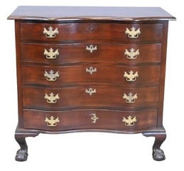 Charak Custom Mahogany Five Drawer Oxbow Chest