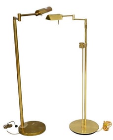 Pair of Articulating Brass Floor Lamps