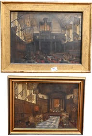 Pair of Ann Susan Zileri (British 1864-1965) Interior Scenes