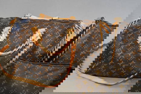 Group of Six Louis Vuitton Items: Group of Six Louis Vuitton Items to include four handbags, one cosmetic pouch, and one medium sized pouch Note: all are vintage Louis Vuitton, pre 1982, no date codes/ serial number markings