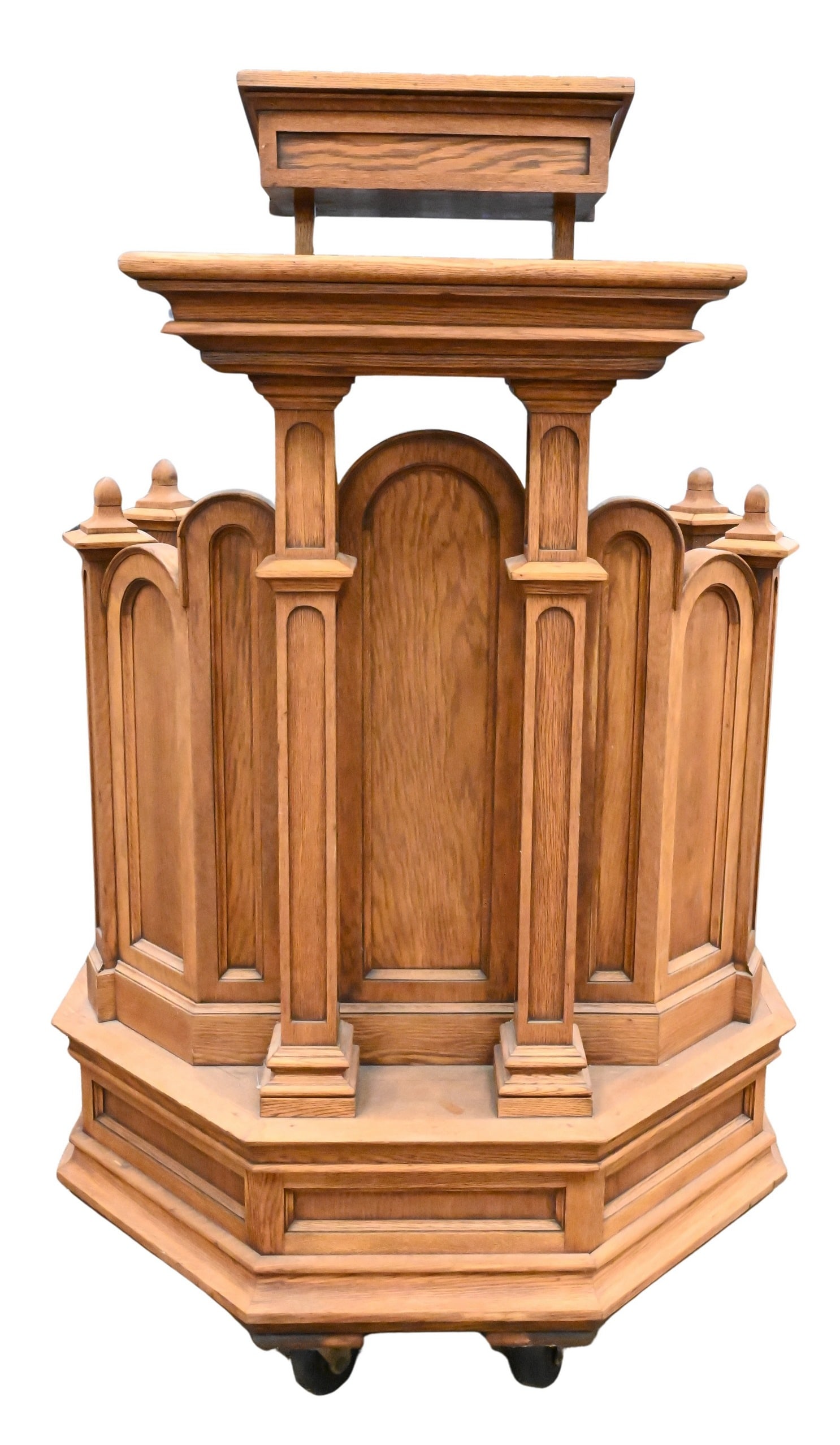 Oak Podium: Oak Podium having adjustable book holder height 55 inches, width 42 inches