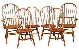 Set of Six Nichols and Stone Windsor Style Chairs