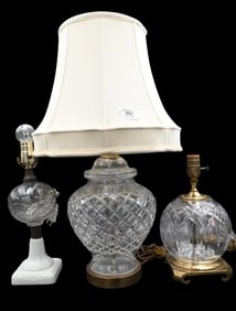 Three Waterford Crystal and Oil Lamps