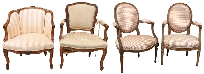 Two Pairs of Louis XV Chairs / Fauteuil