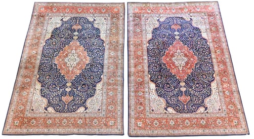 Pair of Tabriz Room Size Oriental Carpets