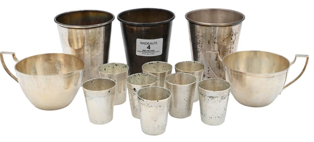 13 Piece Group of Sterling Silver Cups and Shot Cups