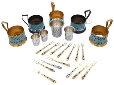 Group of Russian Silver and Enamel Items