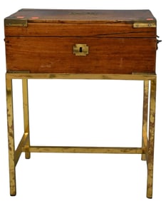 Anglo Indian Colonial Brass Fitted Traveling Box