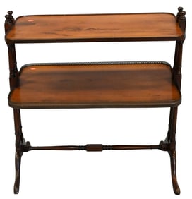 Mahogany and Burl Wood Two Tier Dessert Server