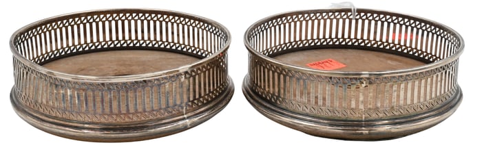 Pair of English Silver Wine Coasters