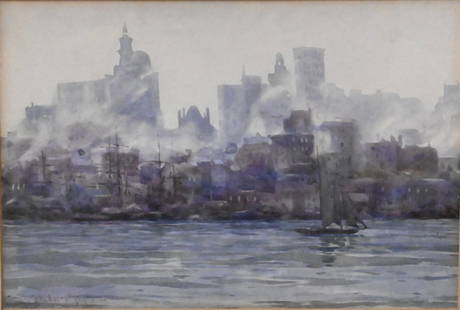Two Framed Landscapes: Two Framed Landscapes to include William Ayerst Ingram (British 1855-1913) City Skyline Watercolor on paper Signed lower left W.Ayerst Ingram 6 1/2" x 10" James Johnson (American 20th/21st Century) La