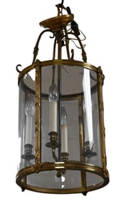 Regency Style Brass Hanging Lantern Chandelier