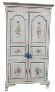 Paint Decorated Armoire: Paint Decorated Armoire having four doors height 74 inches, width 41 inches