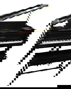 Mason and Hamlin Baby Grand Piano: Mason and Hamlin Baby Grand Piano ebonized with humidifier, A 33365 height 30 1/2 inches