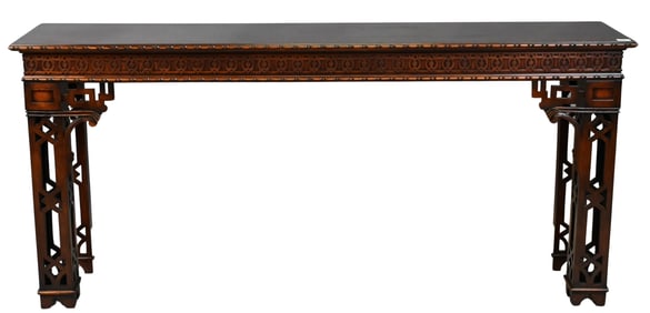 Mahogany Chinese Chippendale Style Sofa / Console Table