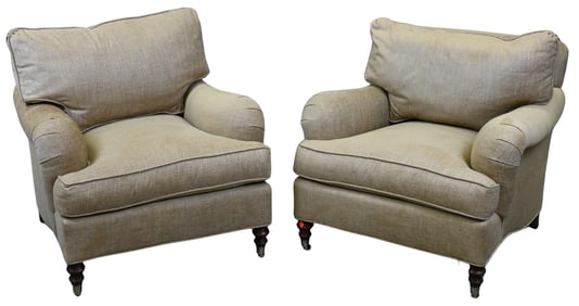 Pair of Custom Club Library Chairs Attributed to George Smith