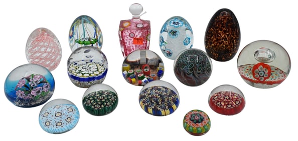 15 Murano Millefiori Art Glass Paperweights