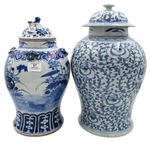 Two Chinese Blue and White Porcelain Ginger Jars