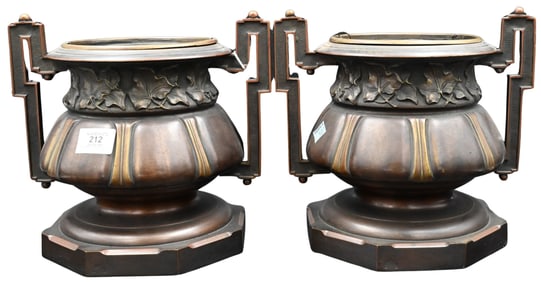 Pair of Art Nouveau Bronze Planters