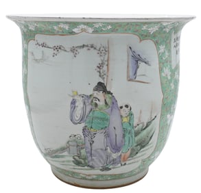 Large Chinese Famille Vert Porcelain Planter
