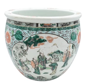 Large Chinese Famille Vert Porcelain Planter