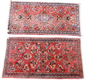 Two Sarouk Oriental Throw Rugs