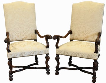Pair of French Régence Style Open Armchairs
