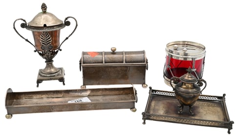 Five Piece Sterling and Continental Silver Desk Articles