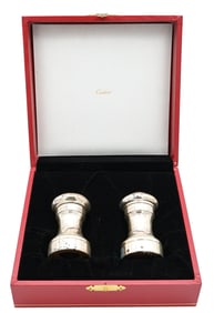 Pair Cartier Sterling Silver Salt and Pepper Mill Grinders