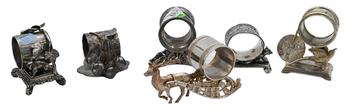 Group of Six Mostly Toronto Co. Silver Plate Figural Napkin Rings
