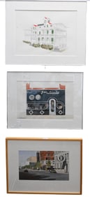 Three Framed Architectural Paintings to include