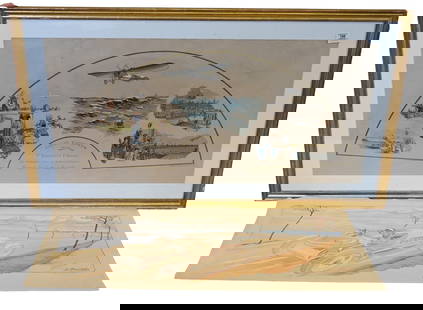 Two French Travel Posters: Two French Travel Posters to include Ernest Montaut (French 1879-1936) "Le Grand Prix de l'A.C.F", 1913 Pochoir lithograph Signed in plate, published by Mabileau & Co. Paris 15 1/2" x 33 1/2" along wi