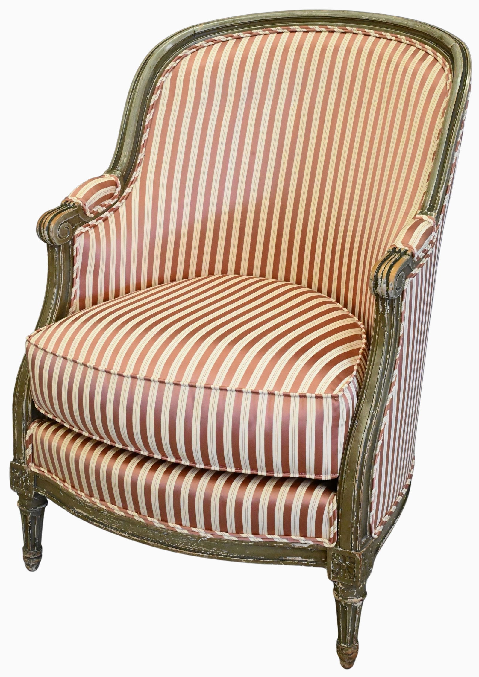 Louis XVI Style Armchair: Louis XVI Style Armchair having silk upholstery height 38 inches, width 25 inches Provenance: Property from A Prominent New York City Collector