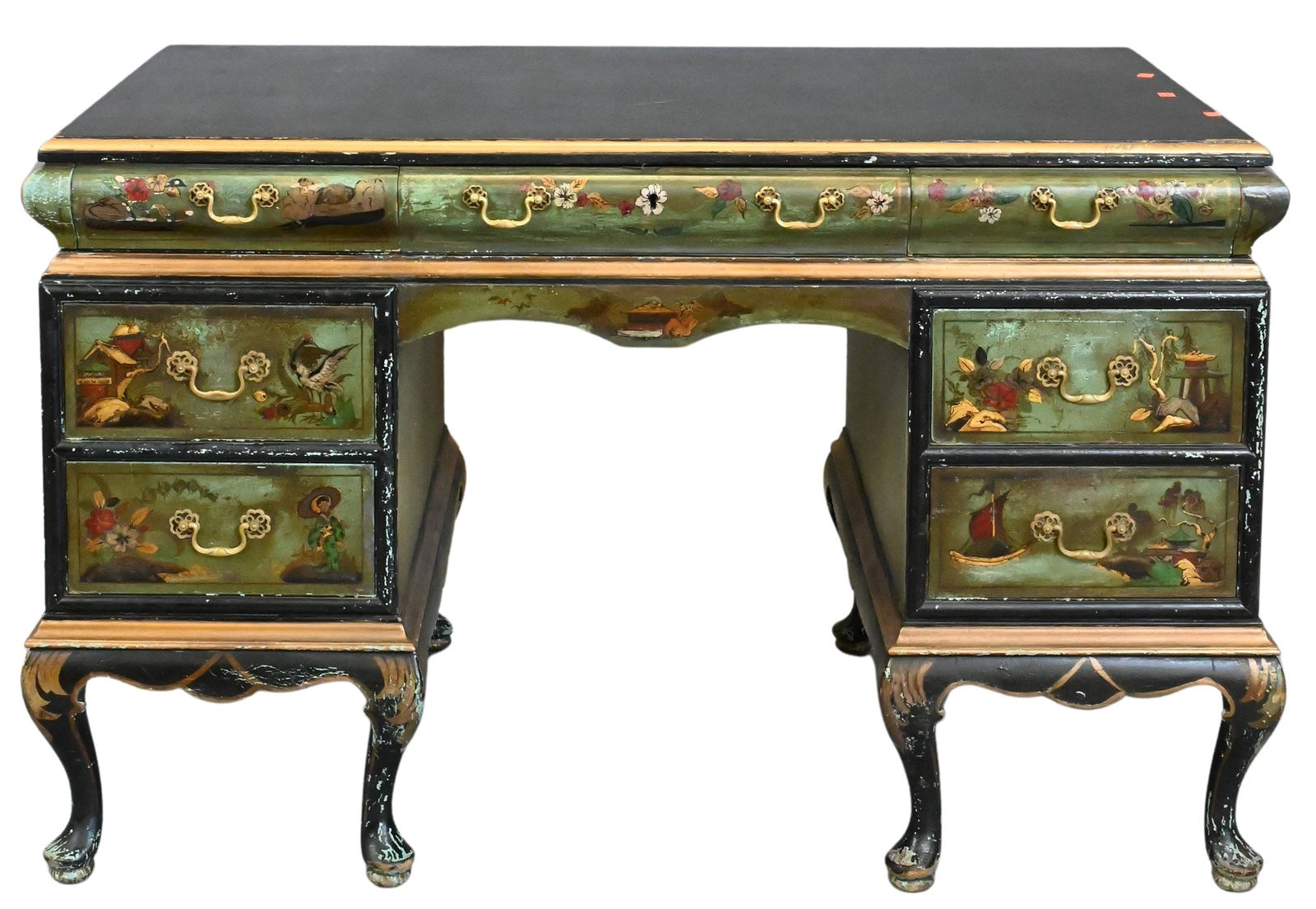 Chinoiserie Decorative Double Pedestal Desk (1 of 4)