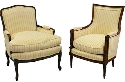 Two French Upholstered Arm Chairs