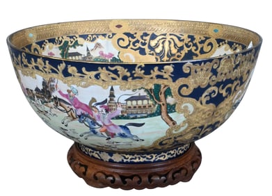 Large Chinese Porcelain Export Punch Bowl