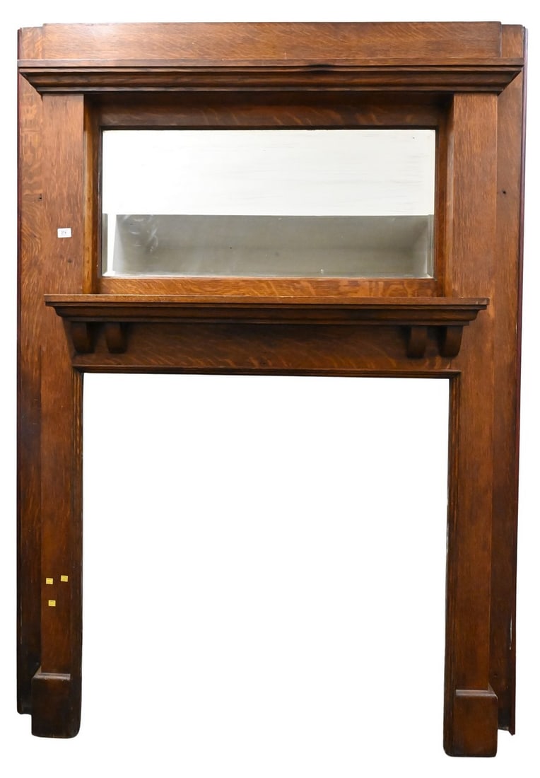 Oak Fireplace Mantel with Mirror (1 of 6)