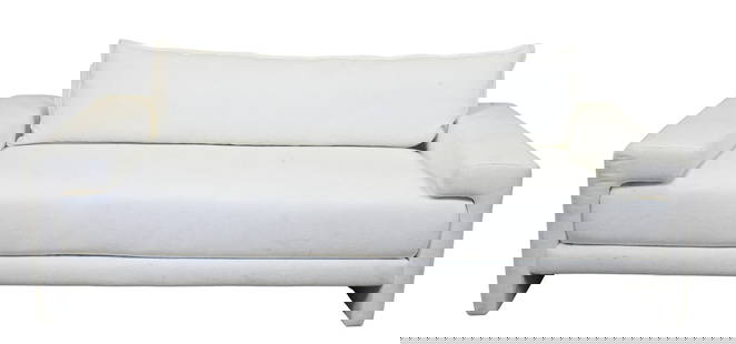 Contemporary Upholstered White Sofa: Contemporary Upholstered White Sofa height 27 inches, length 82 inches