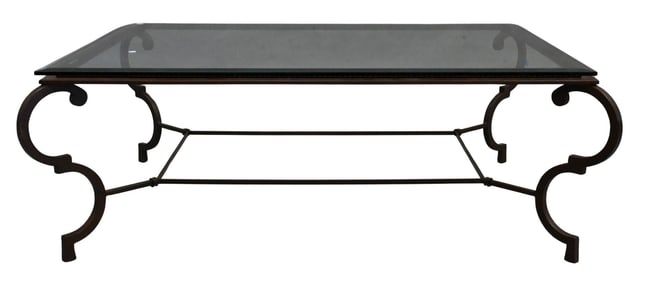 Iron and Glass Top Coffee Table