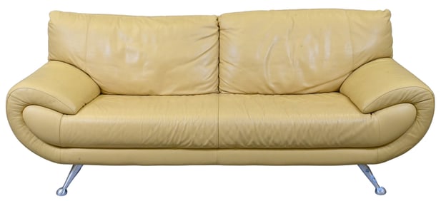 Nicoletti Home Italian Yellow Leather Sofa