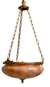 Neoclassical Alabaster and Gilt Hanging Chandelier