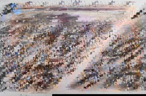 Leroy Neiman (American 1921-2012): Leroy Neiman (American 1921-2012) "New York Stock Exchange" 1977 Offset lithograph Signed in plate and pen lower right LeRoy Neiman 22" x 33"