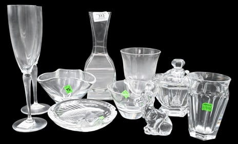 10 Piece Baccarat and Steuben Crystal Group