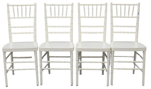 Set of Four Faux Bamboo Side Chairs: Set of Four Faux Bamboo Side Chairs along with two children's cast iron chairs height 36 inches Provenance: Part of a collection from Essex, Connecticut
